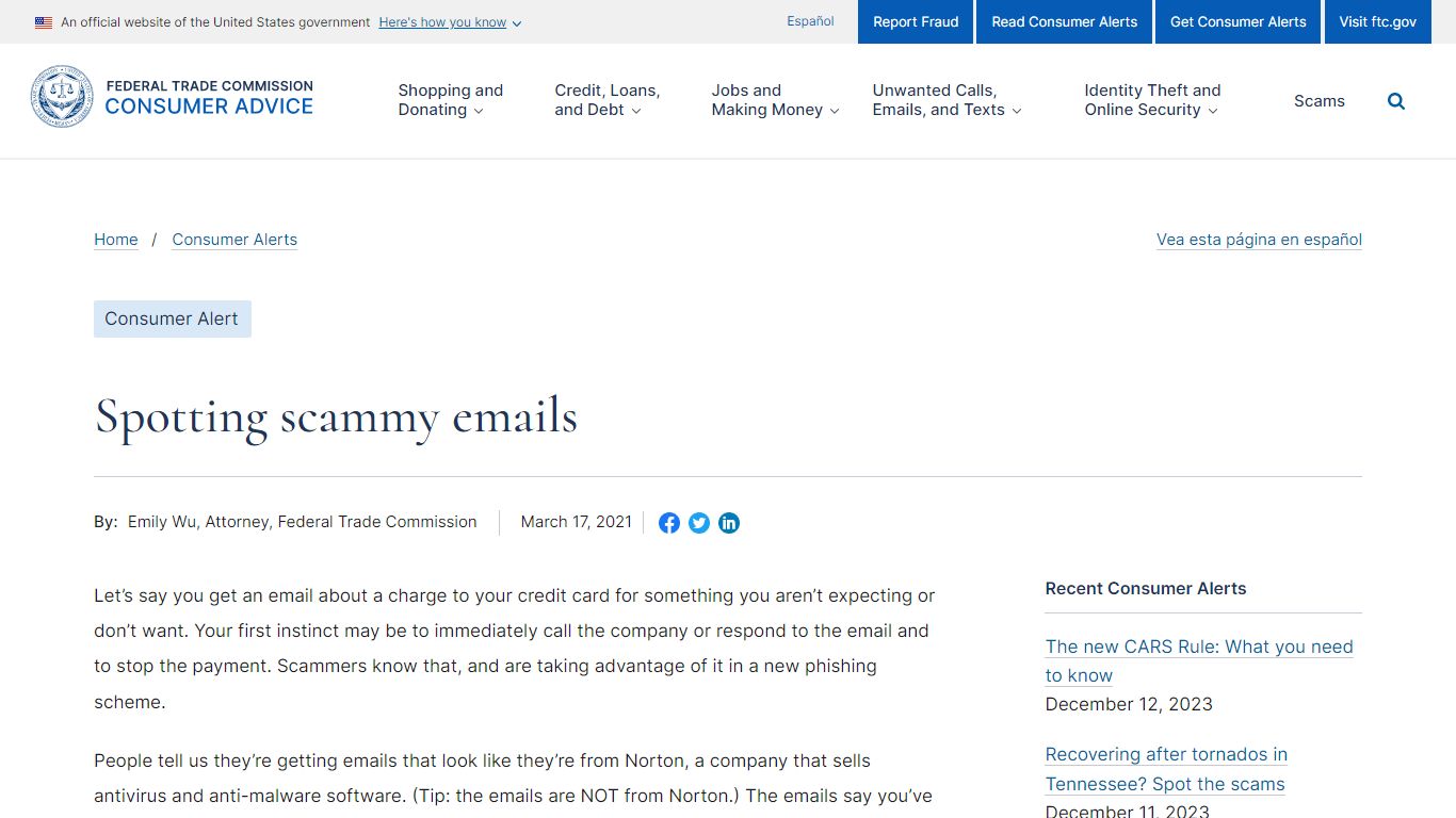 Spotting scammy emails | Consumer Advice